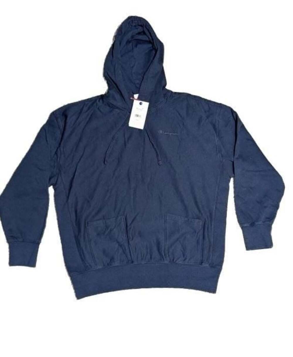 Large Champion Rewind Vintage Wash Pullover Hoodie Navy Sweatshirt   S1B1